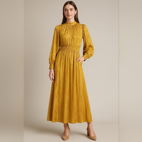 Anthropologie Dresses & Skirts - Anthropologie Golden Jacquard Viscose Maxi Dress – XS – NWT